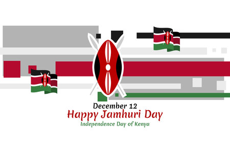 December 12, Happy Jamhuri Day, Independence day of Kenya vector illustration. Suitable for greeting card, poster and banner.のイラスト素材