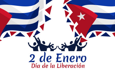 translation: January 2, Victory day. Happy Victory day of Cuba Vector Illustration. Suitable for greeting card, poster and banner.のイラスト素材