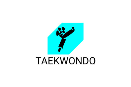 Taekwondo sport vector line icon. sportsman, fighting stance. sport pictogram illustration.のイラスト素材