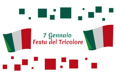 Translation: January 7,  Tricolour Day (Festa del Tricolore)  vector illustration. Suitable for greeting card, poster and banner.のイラスト素材