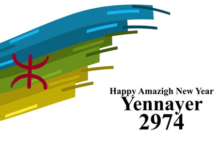 Happy New Amazigh Year. Yennayer 2974. Suitable for greeting card, poster and banner.のイラスト素材