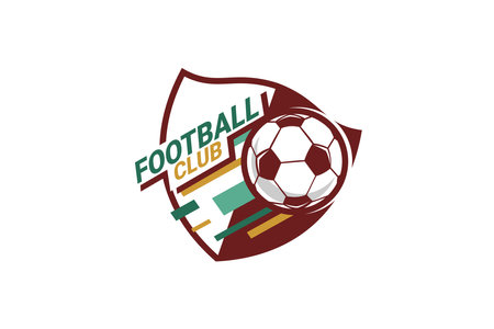 Soccer Logo or football club sign Badge. Football logo with shield background vector design. Vector illustration.のイラスト素材