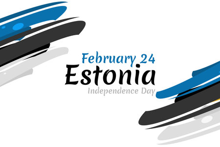 February 24, Independence day of Estonia, with national flower vector illustration. Suitable for greeting card and bannerのイラスト素材