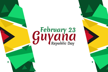 February 23, Republic Day of Guyana vector illustration. Suitable for greeting card, poster and banner.のイラスト素材