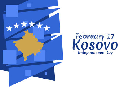 February 17, Independence Day of Kosovo vector illustration. Suitable for greeting card, poster and bannerのイラスト素材