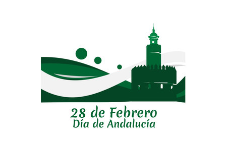 Translation: February 28, Andalusia Day vector illustration. Suitable for greeting card, poster and bannerのイラスト素材