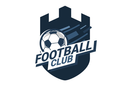 Soccer Logo or football club sign Badge. Football logo with shield background vector design. Vector illustration.のイラスト素材