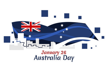 January 26, Happy Australia Day Vector Illustration. Suitable for greeting card, poster and banner.のイラスト素材