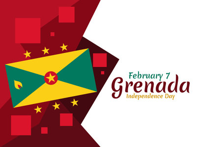 February 7, Grenada Independence Day Vector Illustration. Suitable for greeting card, poster and banner.のイラスト素材