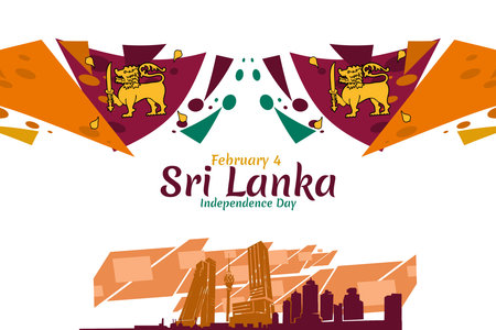February 4, Independence day of Sri Lanka vector illustration. Suitable for greeting card, poster and banner.のイラスト素材