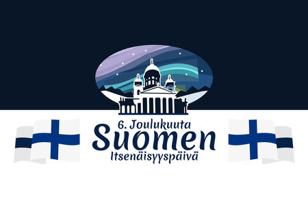 Translation: December 6, Happy Independence day. Independence Day of Finland vector illustration. Suitable for greeting card, poster and banner.のイラスト素材