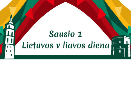 translation: January 1, Lithuanian Flag Day. vector illustration. Suitable for greeting card, poster and banner.のイラスト素材
