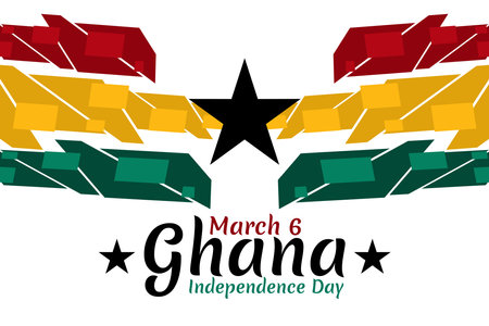 March 6, Independence Day of Ghana with national monument vector illustration. Suitable for greeting card, poster and banner.のイラスト素材