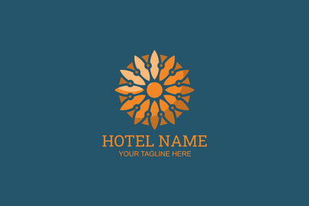 Flower hotel Logo Vector Illustration. Suitable for business company, modern company, etc.のイラスト素材