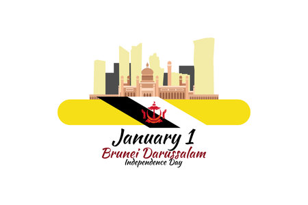 January 1, Independence day of Brunei Darussalam vector illustration. Suitable for greeting card, poster and banner.のイラスト素材