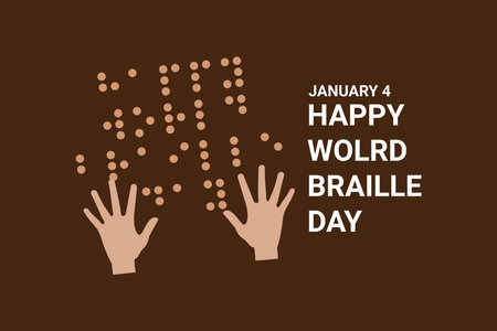 January 4. Happy World Braille Day vector illustration. Suitable for greeting card, poster and banner.のイラスト素材