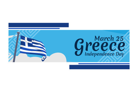 March 25, Happy Independence Day. Independence Day of Greece vector illustration. Suitable for greeting card, poster and banner.のイラスト素材