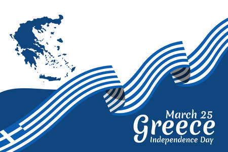 March 25, Happy Independence Day. Independence Day of Greece vector illustration. Suitable for greeting card, poster and banner.のイラスト素材