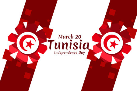 March 20, Independence Day. Independence Day of Tunisia vector illustration. Suitable for greeting card, poster and banner.のイラスト素材