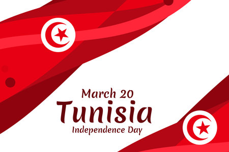 March 20, Independence Day. Independence Day of Tunisia vector illustration. Suitable for greeting card, poster and banner.のイラスト素材
