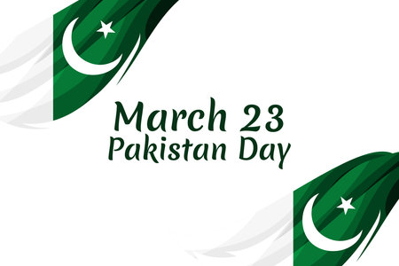 March 23, Happy Pakistan Day vector illustration. Suitable for greeting card, poster and bannerのイラスト素材