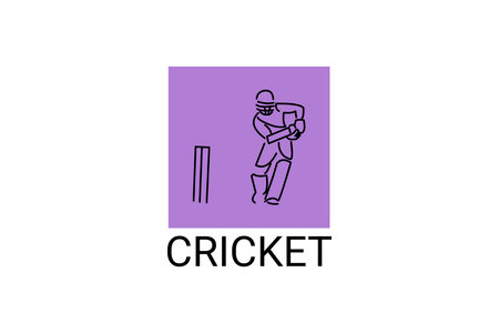 cricket sport vector line icon. an athlete playing baseball. sport pictogram, vector illustration.