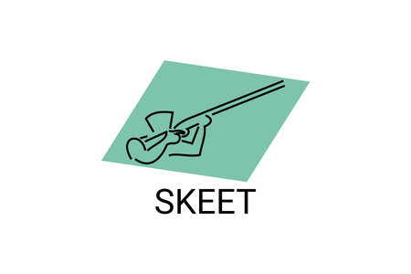skeet sport vector line icon. an athlete posing for a shot. sport pictogram, vector illustration.のイラスト素材