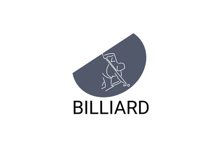 billiard sport vector line icon. playing billiard. sport pictogram, vector illustration.のイラスト素材