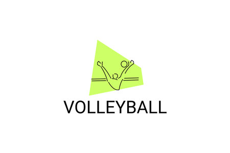 volleyball sport vector line icon. an athlete playing volleyball. sport pictogram, vector illustration.のイラスト素材