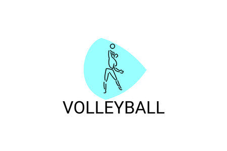 volleyball sport vector line icon. an athlete playing volleyball. sport pictogram, vector illustration.のイラスト素材