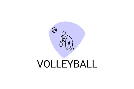 volleyball sport vector line icon. an athlete playing volleyball. sport pictogram, vector illustration.のイラスト素材