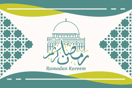 Translation: Ramadan Kareem islamic design with arabic pattern vector illustration. Suitable for greeting card, poster and banner.のイラスト素材