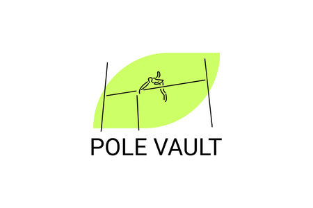 pole vault sport vector line icon. an athlete practicing lope vault. sport pictogram, vector illustration.のイラスト素材