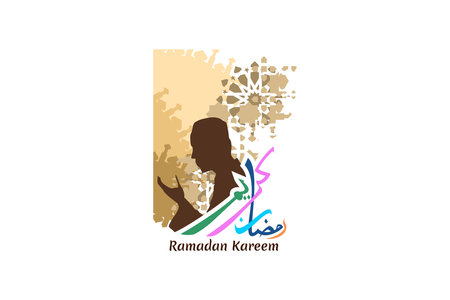 Translation: Ramadan Kareem islamic design with arabic pattern vector illustration. Suitable for greeting card, poster and banner.のイラスト素材