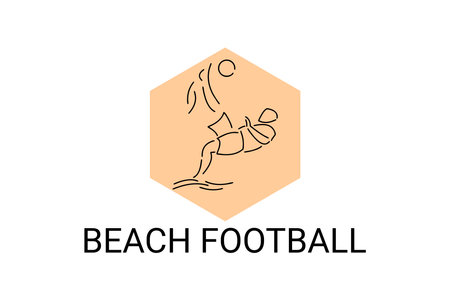 Beach football sport vector line icon. sportman, playing beach football. sport pictogram illustration.のイラスト素材