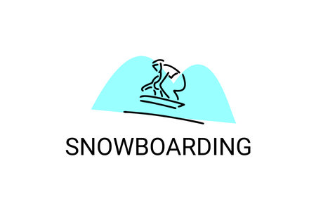 Snowboarding sport vector line icon. practice Snowboarding. sport pictogram, vector illustration.のイラスト素材