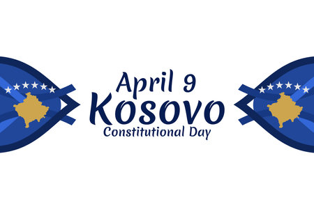 April 9, Happy Constitution Day of Kosovo vector illustration. Suitable for greeting card, poster and bannerのイラスト素材
