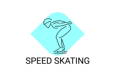 speed skating vector line icon. skate on ice, practice speed skating. sport pictogram illustration.のイラスト素材