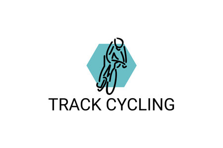 Track Cycling sport vector line icon. sportman with Track Cycling's bike. sign. sport pictogram illustrationのイラスト素材
