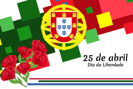 Translation: April 25, Freedom Day of Portugal. National Day of Portugal Vector Illustration. Suitable for greeting card, poster and banner.のイラスト素材
