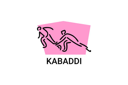Kabaddi sport vector line icon. sportman practicing kabaddi. vector sign. sport pictogram illustrationのイラスト素材