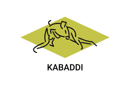 Kabaddi sport vector line icon. sportman practicing kabaddi. vector sign. sport pictogram illustrationのイラスト素材