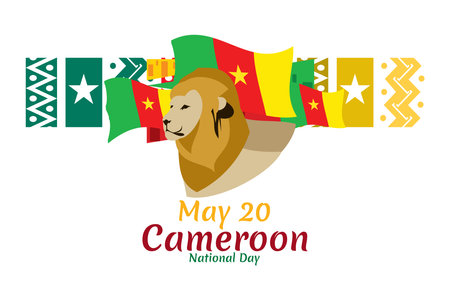 May 20, National Day of Cameroon vector illustration. Suitable for greeting card, poster and banner.のイラスト素材