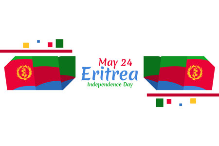 May 24, Independence Day of Eritrea vector illustration. Suitable for greeting card, poster and banner.のイラスト素材