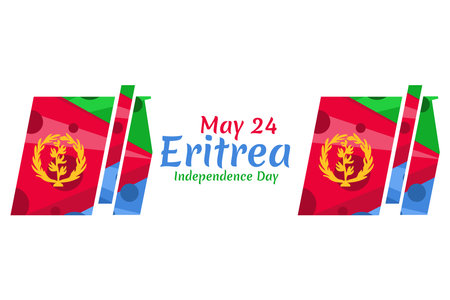 May 24, Independence Day of Eritrea vector illustration. Suitable for greeting card, poster and banner.のイラスト素材