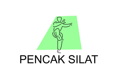 pencak silat sport vector line icon. sportsman, fighting stance. sport pictogram illustration.のイラスト素材