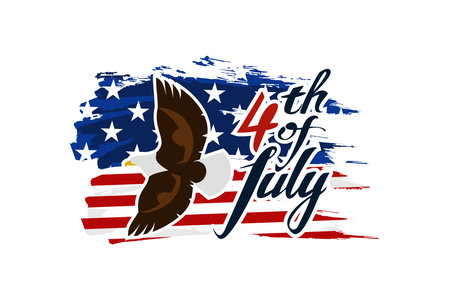 Independence day of the USA 4 th july. American flag colors paint stroke. Happy independence day, vector lllustration. Suitable for greeting card, poster and banner.のイラスト素材