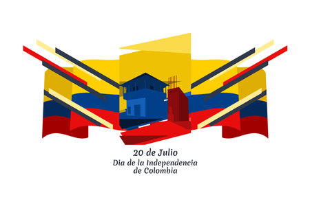 Translate: July 20, Independence day (dia de la independencia) of Colombia vector illustration. Suitable for greeting card, poster and banner.のイラスト素材