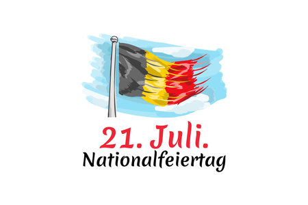 Translate: July 21, National Day.  National Day Belgium (Nationalfeiertag ) Vector Illustration. Suitable for greeting cardのイラスト素材