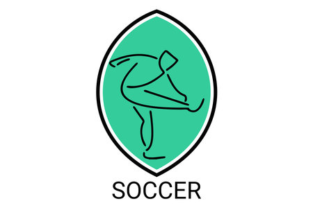 Soccer or football sport vector line icon. sportman, playing football. sport pictogram illustration.のイラスト素材